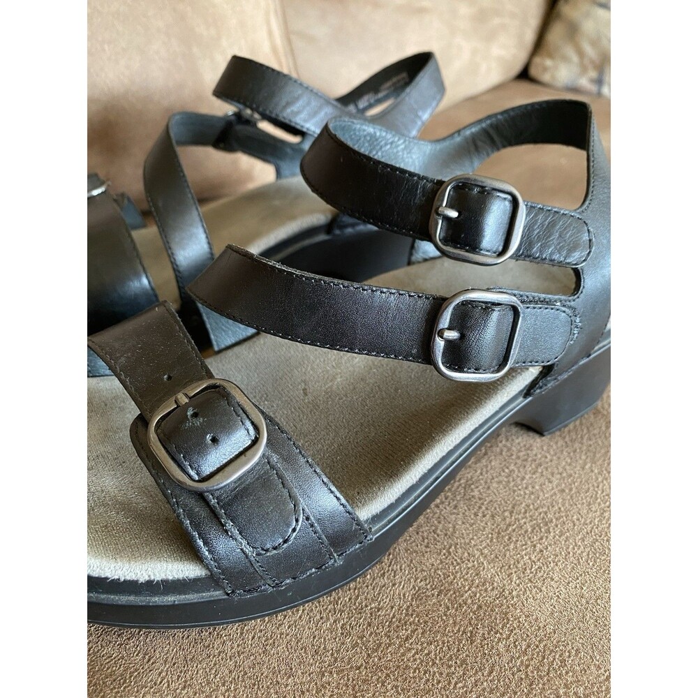 Dansko Sacha Black Leather Adjustable Straps Comfort Sandal Women EU 39 US 8.5/9 - Picture 4 of 10